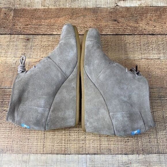Toms Desert Taupe Suede Ankle Wedge Chukka Bootie - Picture 5 of 9